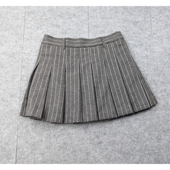 Studio Workshop Mini Skirt Womens Small Wool Pleated Y2K Gray Pinstripe Academia - Picture 2 of 7